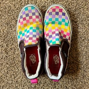 VANS Rainbow Checkered Kids Slip-On Shoes Size 3
